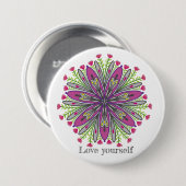 Love yourself mandala flowers ronde button 7,6 cm (Voorkant /achterkant)