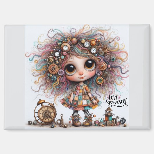 Love Yourself Quirky Steampunk Girl 8300 Magnet (Voorkant)