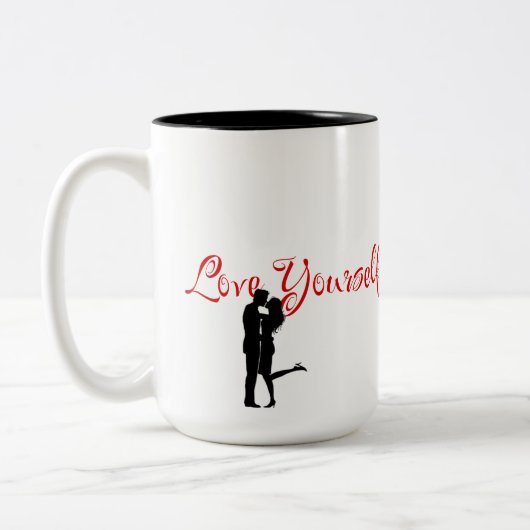 Love Yourself Red Romantic Quote Coffee Mok (Links)