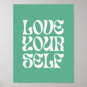 Love Yourself – Retro Feminist Quote Poster (Green (Voorkant)