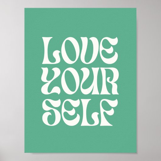 Love Yourself – Retro Feminist Quote Poster (Green (Voorkant)