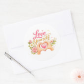Love yourself  ronde sticker (Envelop)