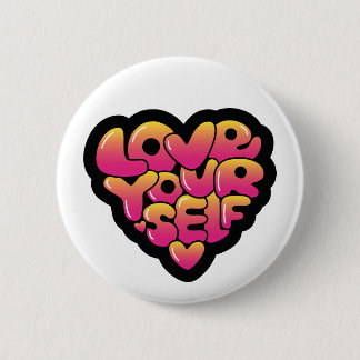 Love Yourself Typography Heart Sticker  Ronde Button 5,7 Cm