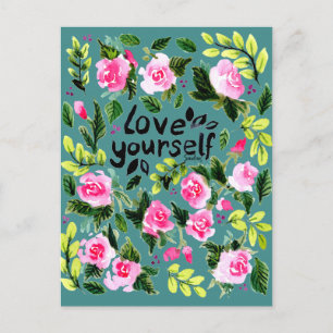 Love yourself - Watercolor Quote Briefkaart