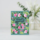 Love yourself - Watercolor Quote Briefkaart (Staand voorkant)