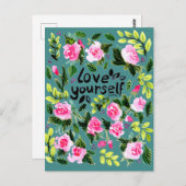 Love yourself - Watercolor Quote Briefkaart (Voorkant / Achterkant)