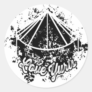 Love Yurts   Zwarte Sticker