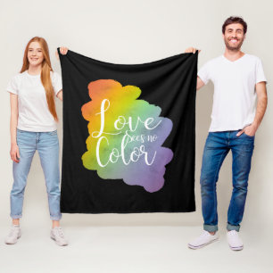 Love Ziet Geen Kleur Citaat Regenboog Zwart Fleece Deken