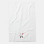 LOVE Zoete Roze Waterverf Hart Valentijnsdag Kunst Theedoek (Verticaal)