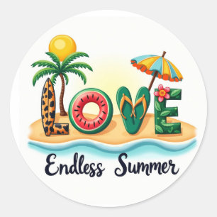LOVE Zomer Strand Cartoon Sticker