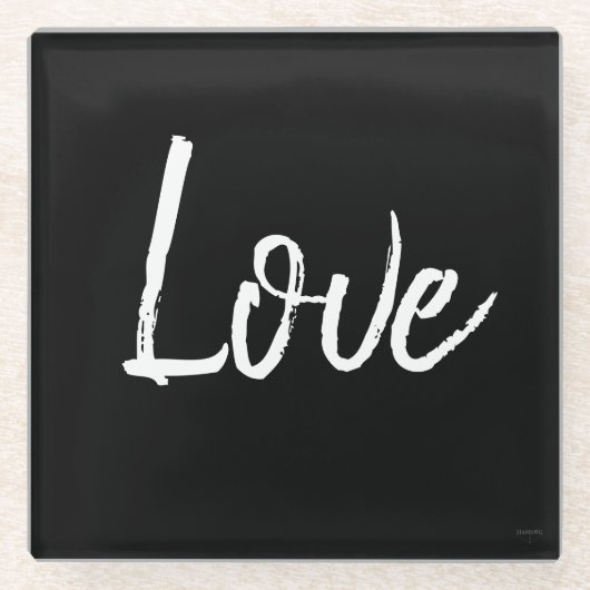 Love zwart en wit - Glas coaster Glazen Onderzetter (Voorkant)