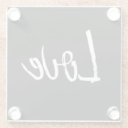 Love zwart en wit - Glas coaster Glazen Onderzetter (Achterkant)