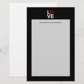 LOVE, zwart en wit met rood kettinghart Briefpapier (Voorkant / Achterkant)