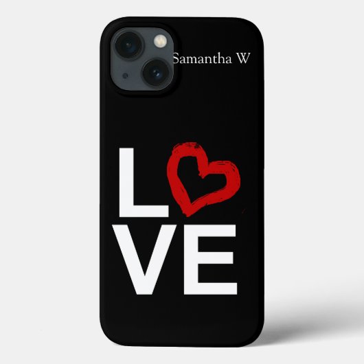 LOVE, zwart en wit met rood kettinghart Case-Mate iPhone Case (Achterkant)