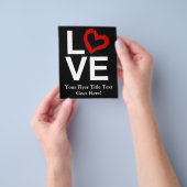 LOVE, zwart en wit met rood kettinghart Flyer (Hand)