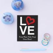 LOVE, zwart en wit met rood kettinghart Flyer (Enkel)