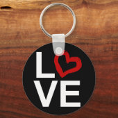 LOVE, zwart en wit met rood kettinghart Sleutelhanger (Voorkant)