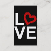 LOVE, zwart en wit met rood kettinghart Visitekaartje (Achterkant)