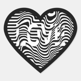 LOVE zwart wit gestreepte optische illusie Hart Sticker