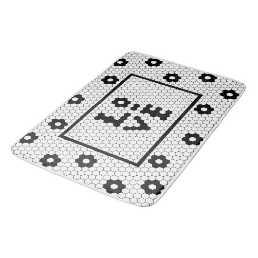 Love Zwart-wit Tegel Design Badmat (Gekanteld)