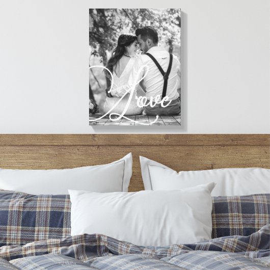 LOVE Zwart-wit trouwfoto Canvas Afdruk (Insitu (Slaapkamer))