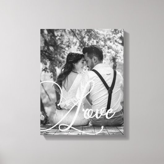 LOVE Zwart-wit trouwfoto Canvas Afdruk (Voorkant)
