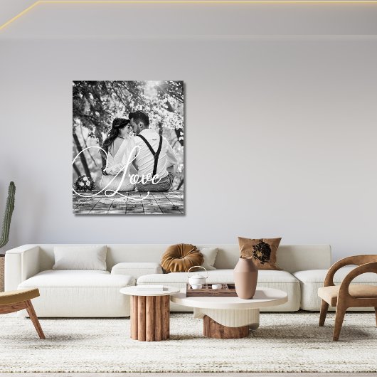 LOVE Zwart-wit trouwfoto Canvas Afdruk