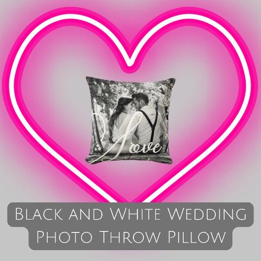 LOVE Zwart-wit trouwfoto Kussen