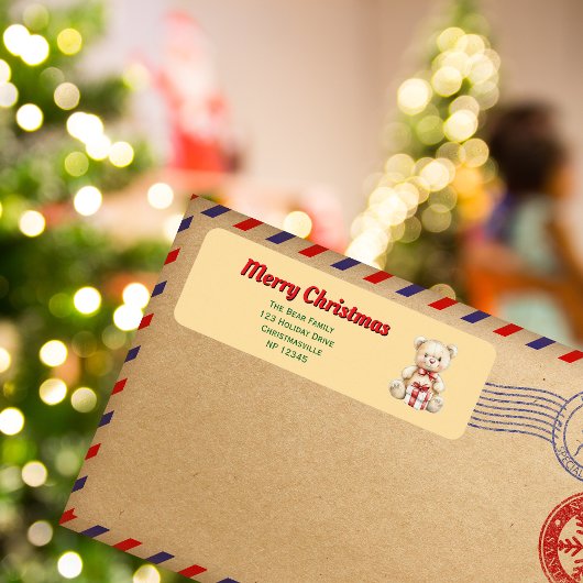 Loveable Christmas Teddy Bear Retour Adres Label