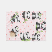 Loveable Pandas & Heart Pattern Fleece Deken (Voorkant (Horizontaal))