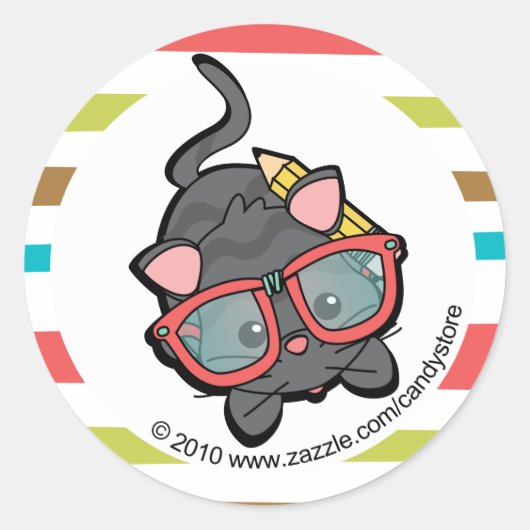 Loveable Smarty Kitten Ronde Sticker (Voorkant)