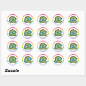 Loveable Smarty Turtle Ronde Sticker (Vel)