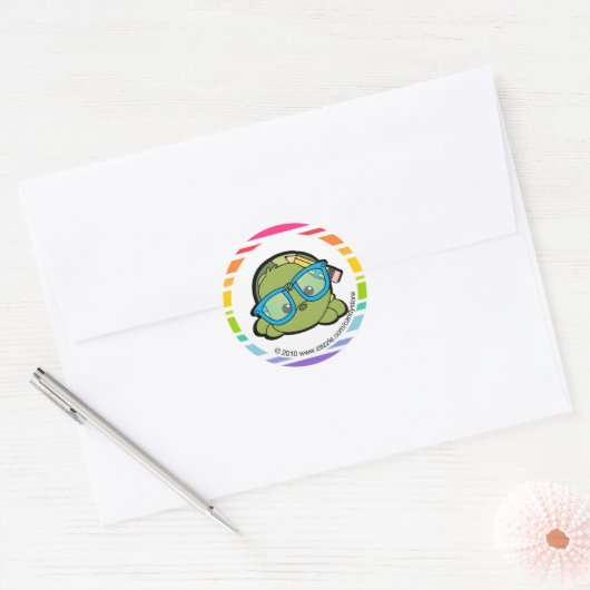 Loveable Smarty Turtle Ronde Sticker (Envelop)