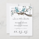 Lovebird Aqua Blue en Roze sparen de Datum Kaart (Voorkant)