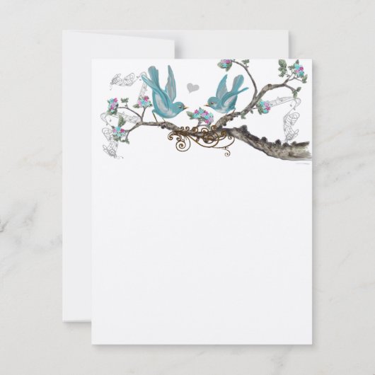 Lovebird Aqua Blue en Roze sparen de Datum Kaart (Achterkant)