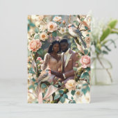 LoveBird Bloem Foto Verloving Aankondiging (Staand voorkant)