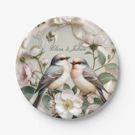 LoveBird Bloemen Feestbord Papieren Bordje