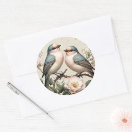 LoveBird Bloemige Ronde Verlovingsfeest Sticker