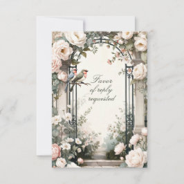 LoveBird Bloemrijke Verloving RSVP Kaart