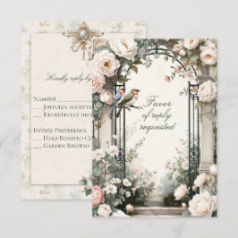 LoveBird Bloemrijke Verloving RSVP Kaart