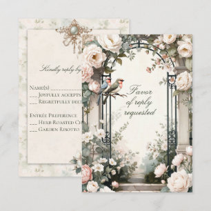 LoveBird Bloemrijke Verloving RSVP Kaart