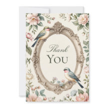 LoveBird Bloemrijke Verlovingsfeest Dankkaart