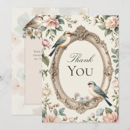 LoveBird Bloemrijke Verlovingsfeest Dankkaart Bedankkaart