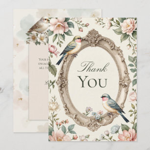 LoveBird Bloemrijke Verlovingsfeest Dankkaart Bedankkaart