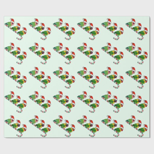 Lovebird Candy Cane Cadeaupapier (Vlak)