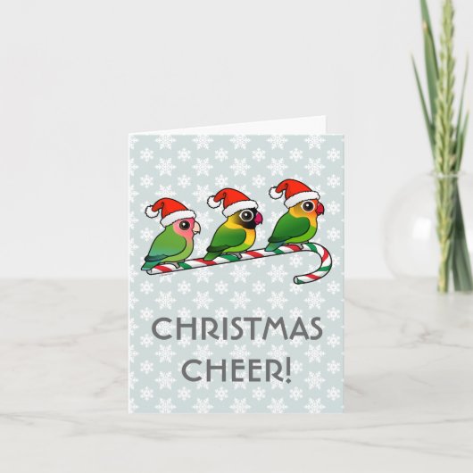 Lovebird Candy Cane Feestdagen Kaart (Voorkant)