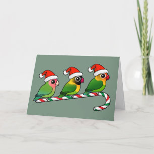 Lovebird Candy Cane Feestdagen Kaart