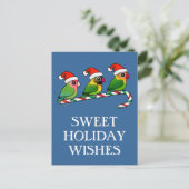 Lovebird Candy Cane Feestdagenkaart (Staand voorkant)