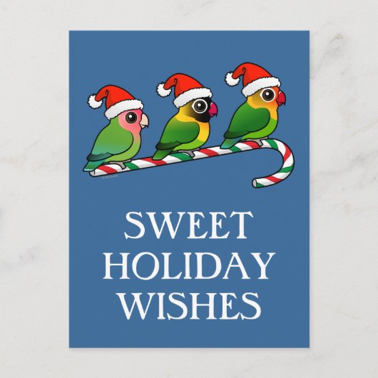 Lovebird Candy Cane Feestdagenkaart (Voorkant)