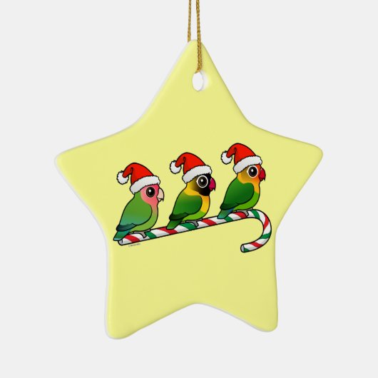 Lovebird Candy Cane Keramisch Ornament (Rechts)